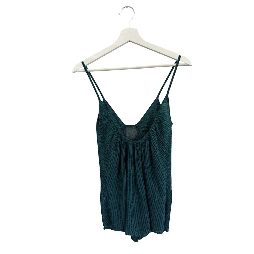 Armani Exchange Women's‎ Tank Top teal sparkle glitter sleeveless y2k sz small